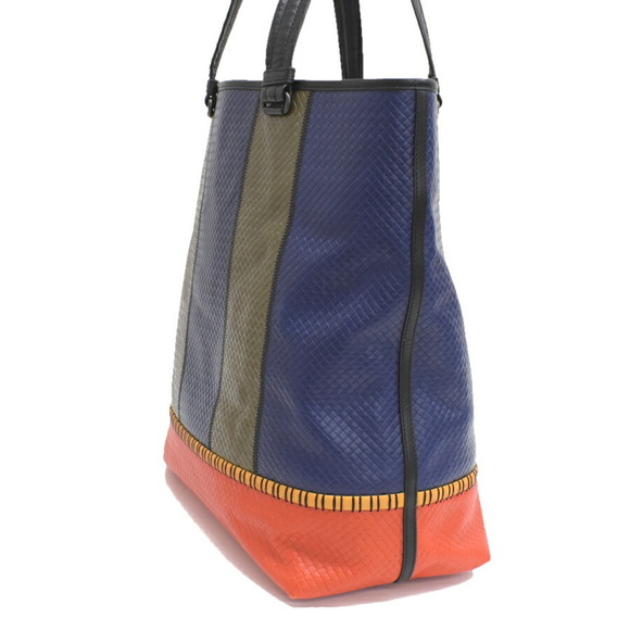 Bottega Veneta Intreccio Mirage Leather Tote Bag Blue Khaki Green Orange - Picture 2 of 9